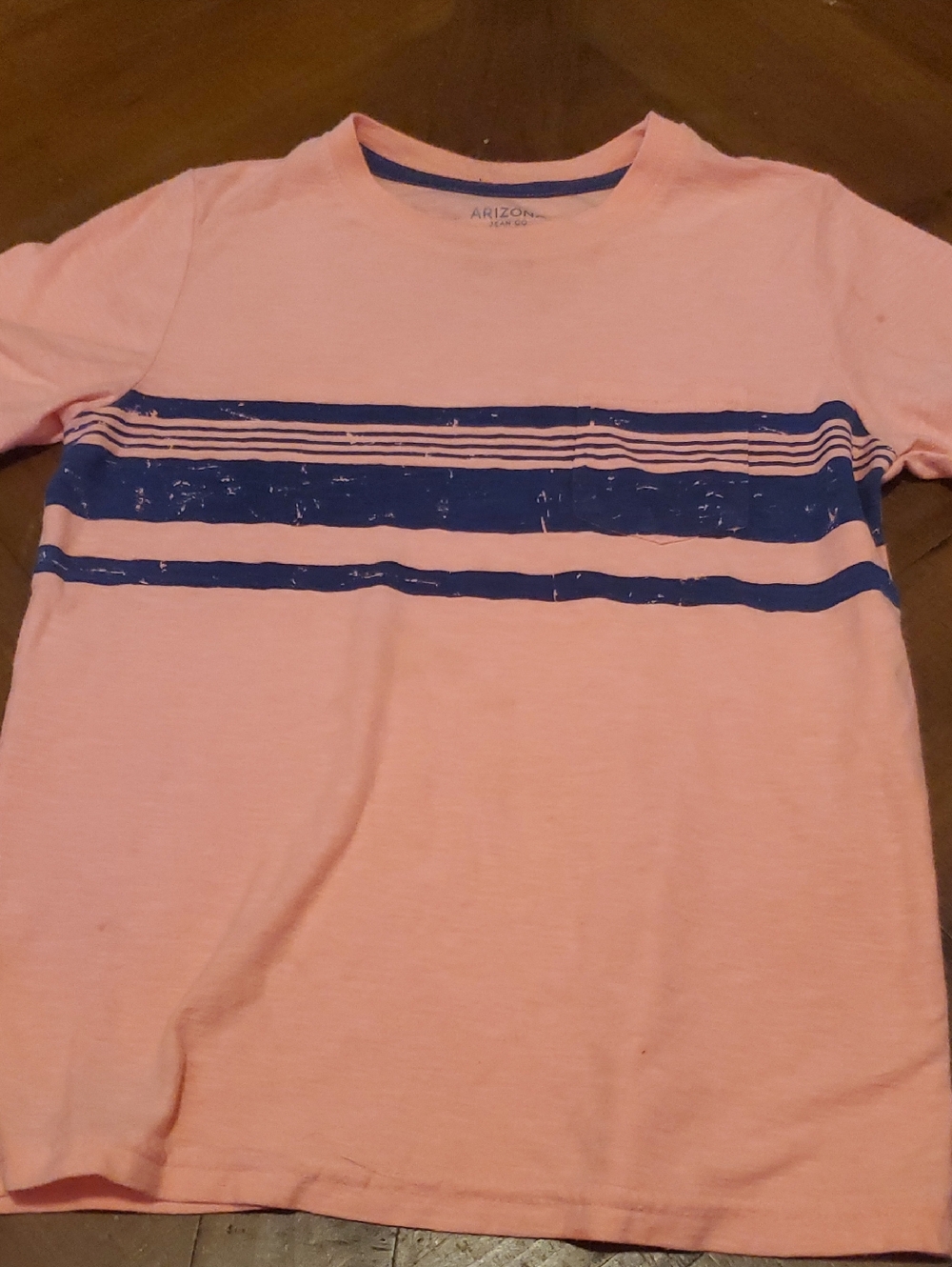 Arizona Jean Company Coral Tee with Blue Striped Chest